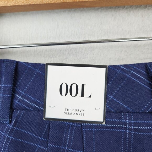 WHBM Pants Womens 00 Long Blue Plaid Curvy Slim Tapered Leg Ankle Trouser NEW - Picture 12 of 16
